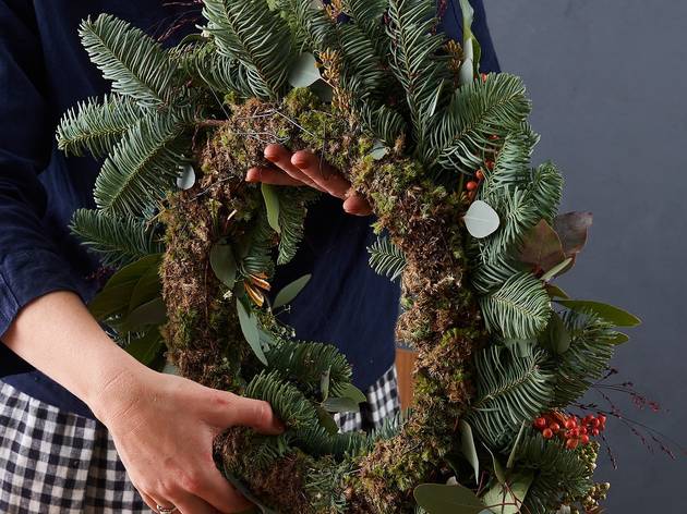 live noble fir wreath for christmas